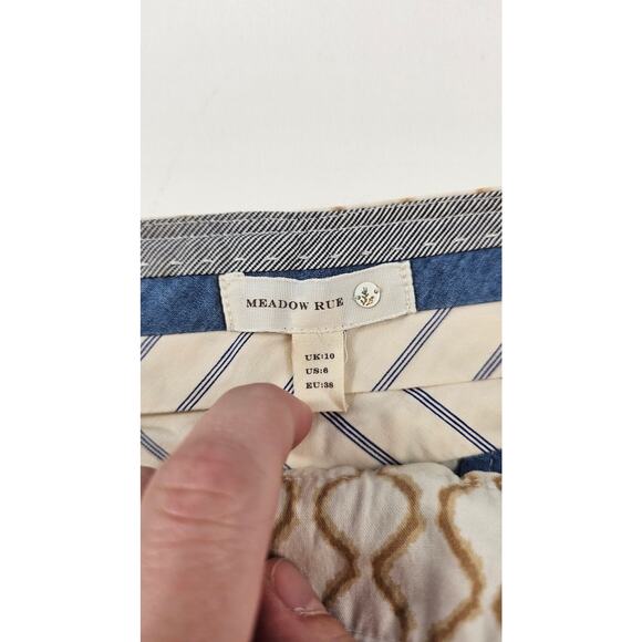 Meadow rue Anthropologie linen blend geometric window pane neutral EUC 6 shorts - Picture 8 of 10
